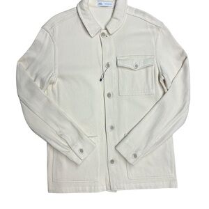 Zara Cream Soft  Button Down Overshirt  Shirt Size Medium 100%Cotton (thick)